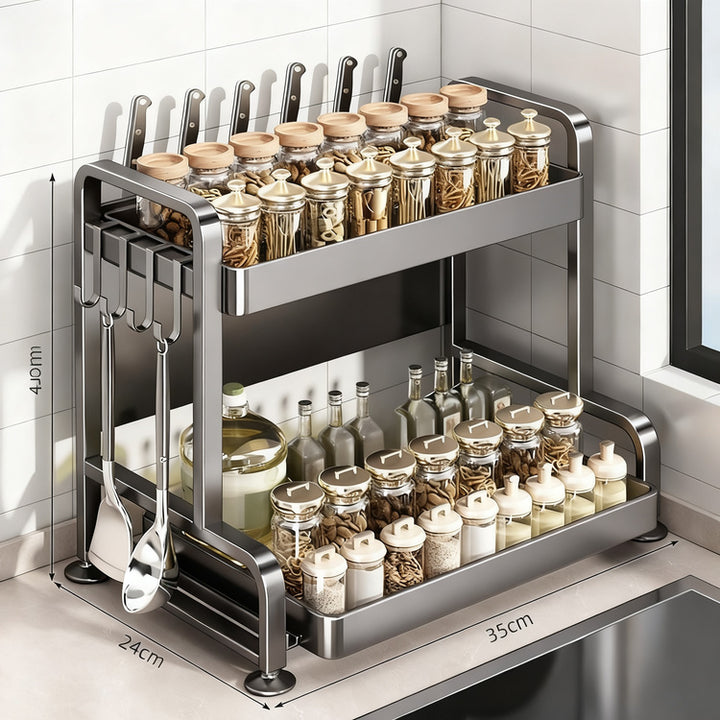 Multi-tier spice rack for the kitchen countertop