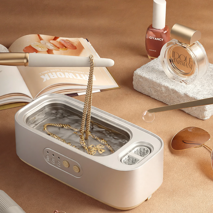 Ultrasonic eyeglass cleaner with double chamber