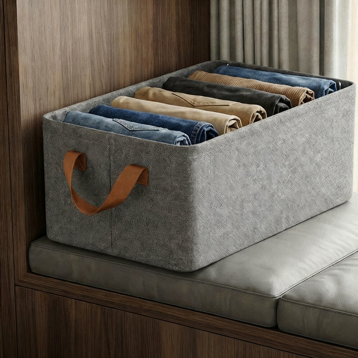 Fabric storage box for clothes, foldable