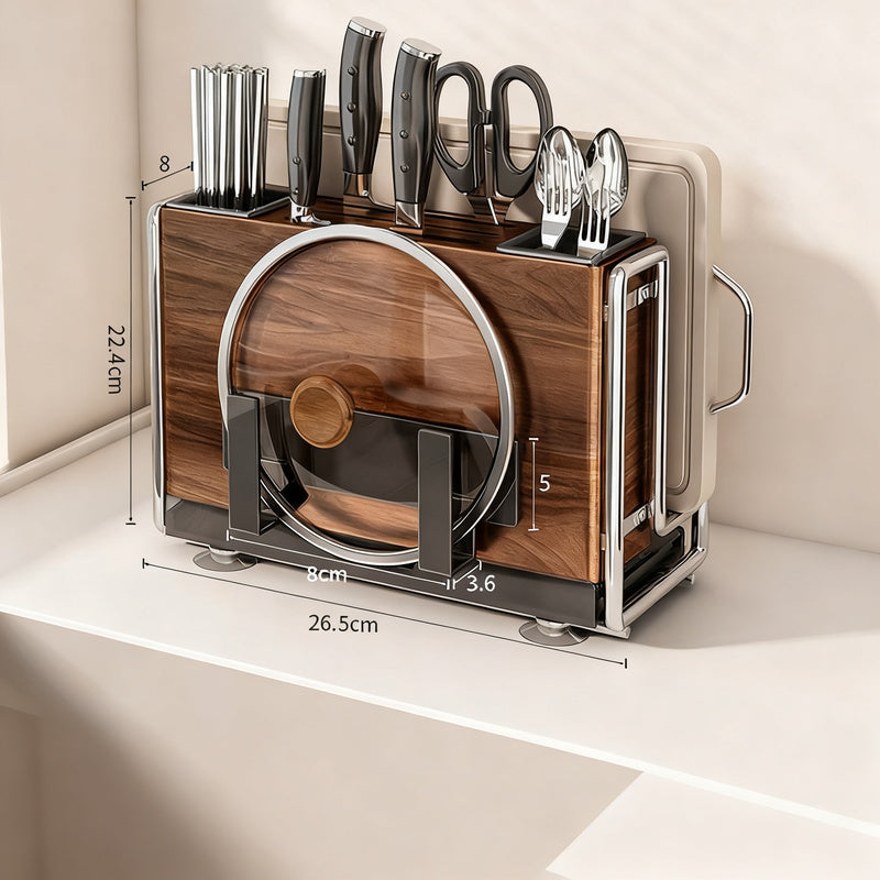 Multifunctional knife block shelf with magnetic function
