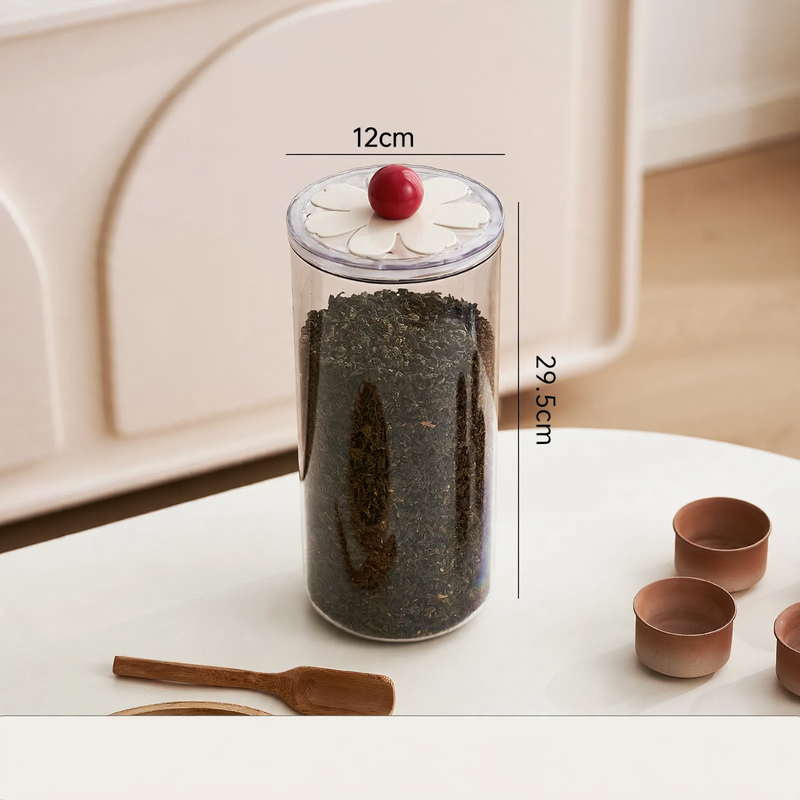 Plastic storage container, round, transparent