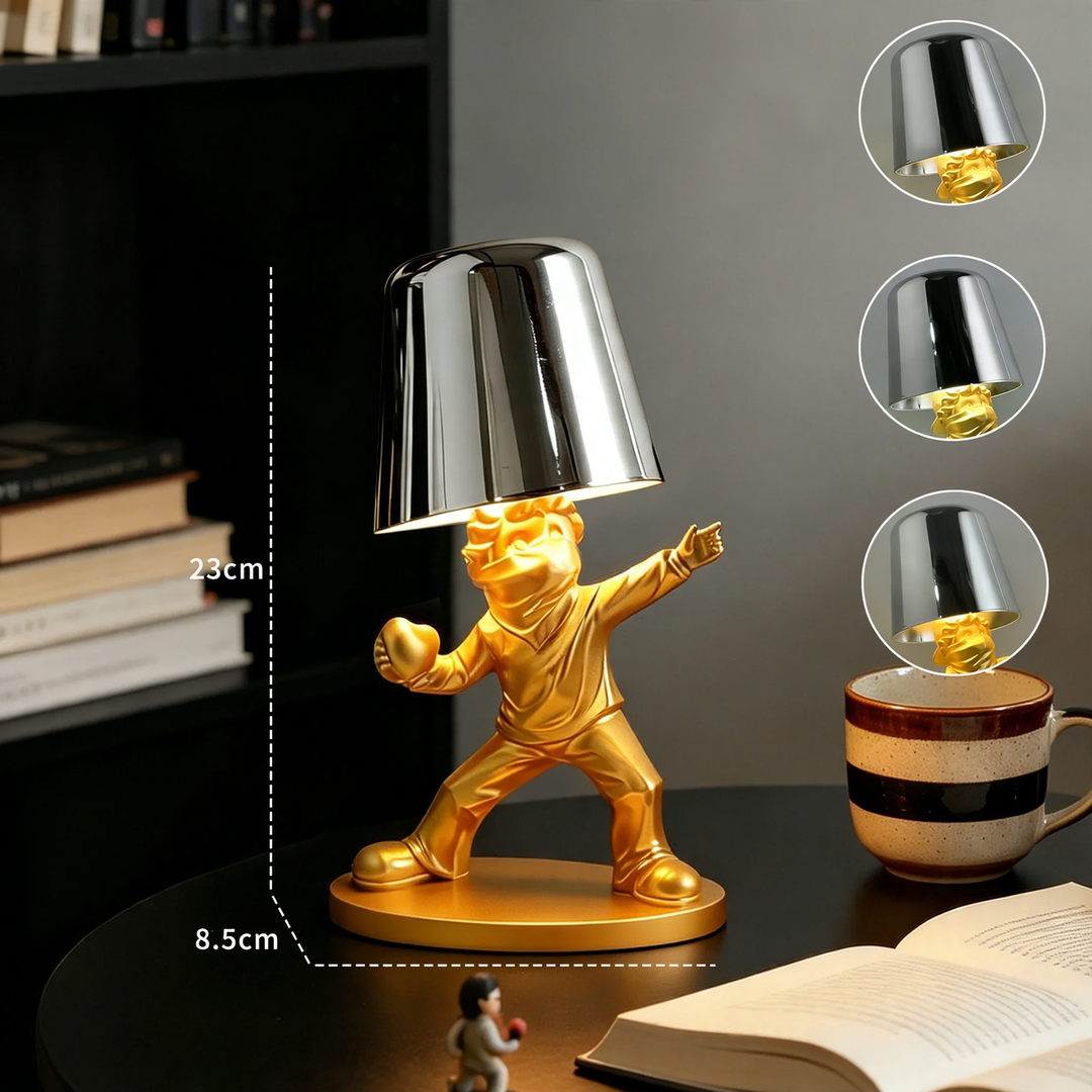 Modern table lamp with figure motif, three-color dimmable