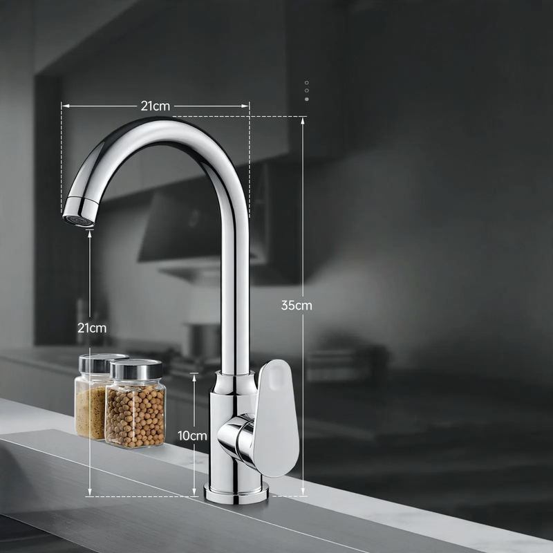 Stainless steel kitchen faucet, swivel, cold and hot water