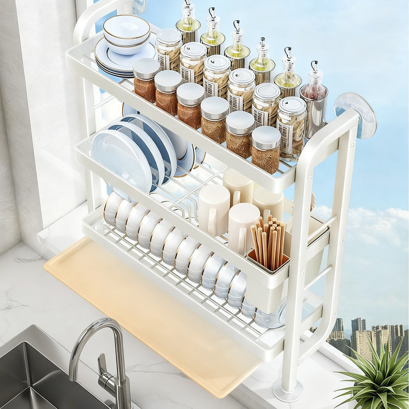 Narrow dish drying rack for the sink
