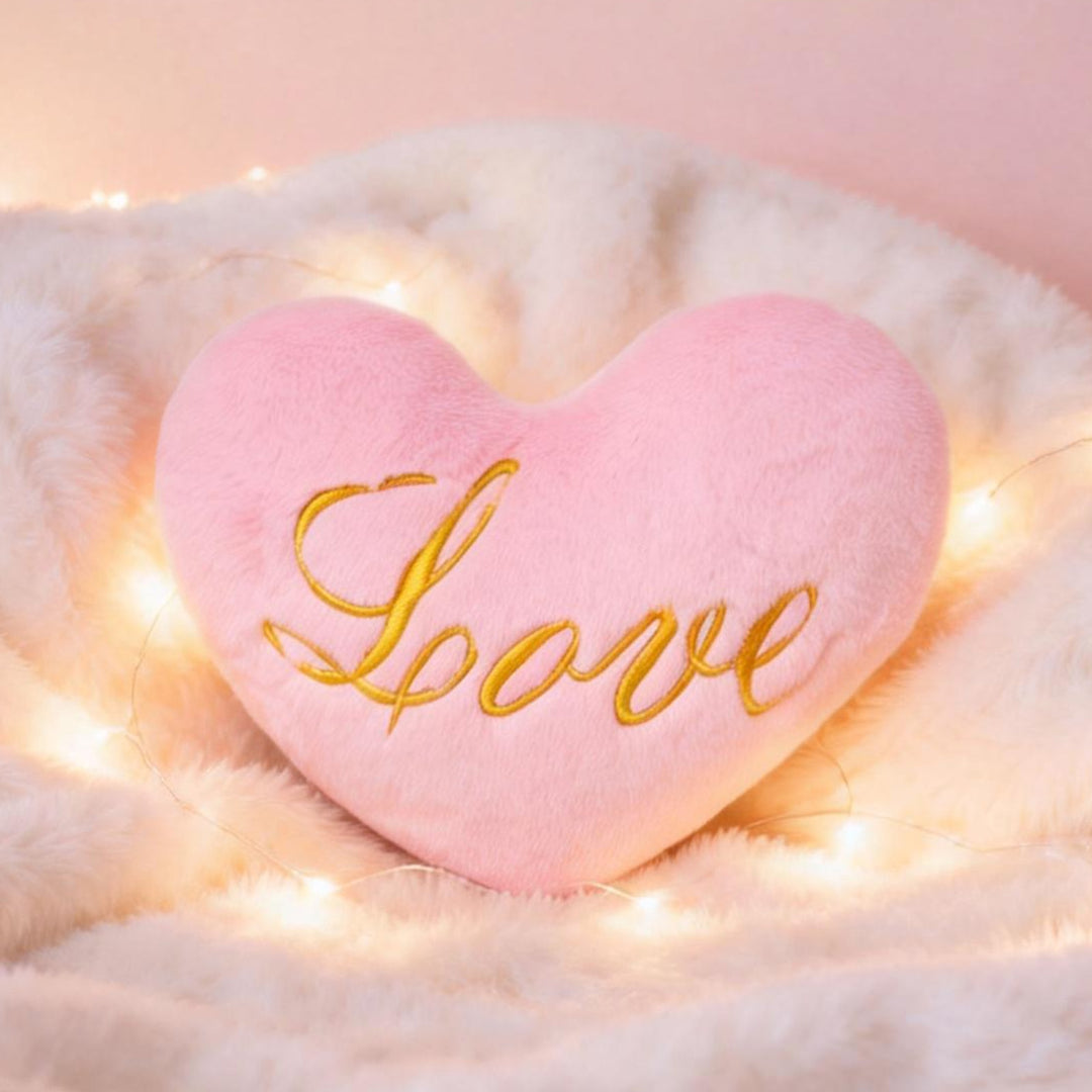 Heart pillow made of plush, heart shape