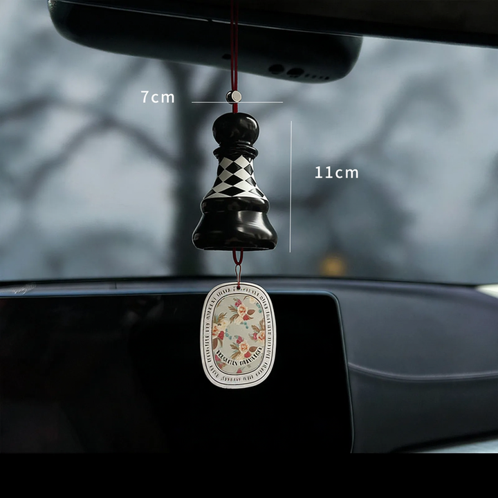 Fragrance hanger for rearview mirror, checkerboard design