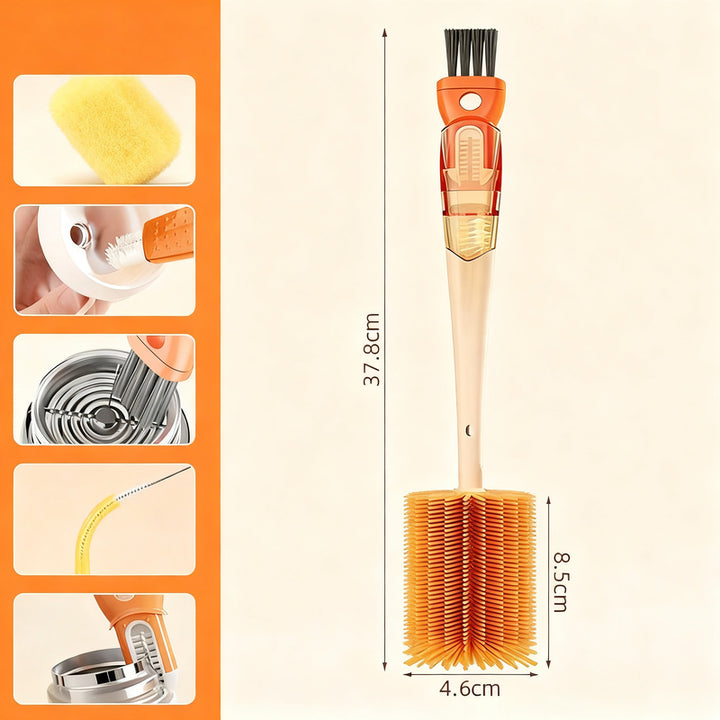 Multi-purpose cleaning brush for bottles and cups