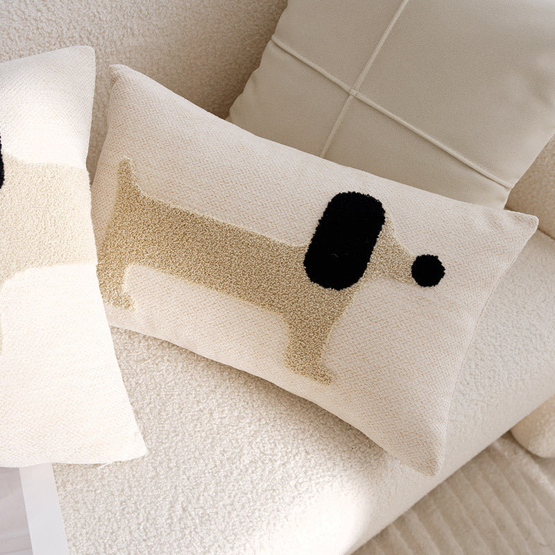 Cuddly pillow with dog motif, linen