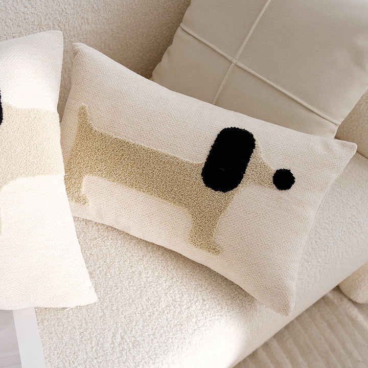 Cuddly pillow with dog motif, linen