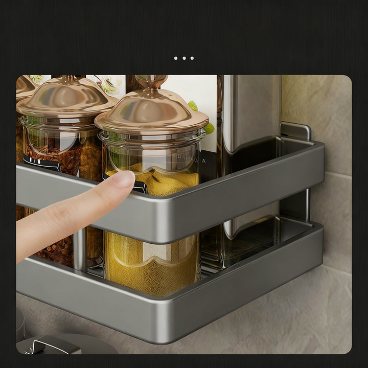 Wall-mounted kitchen shelf made of aluminum