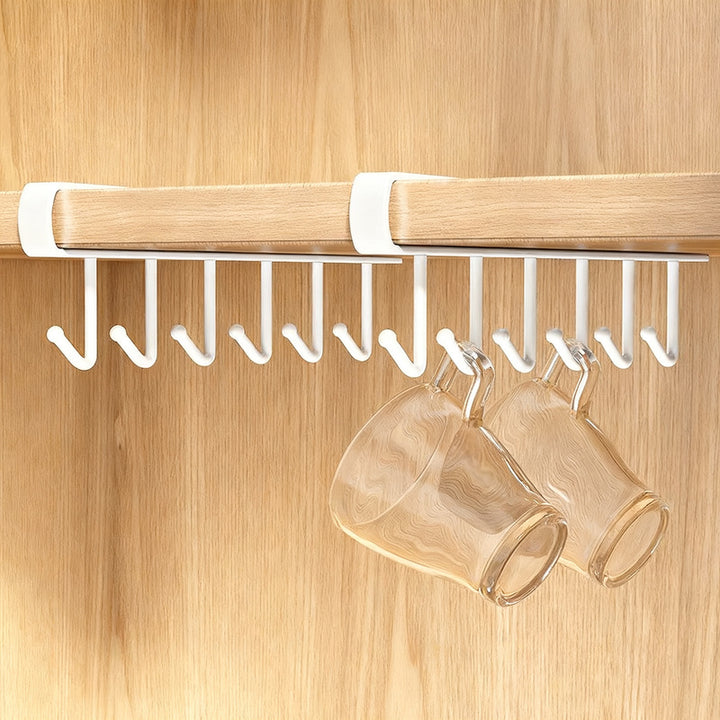Kitchen hooks for under cabinets, 6-piece row