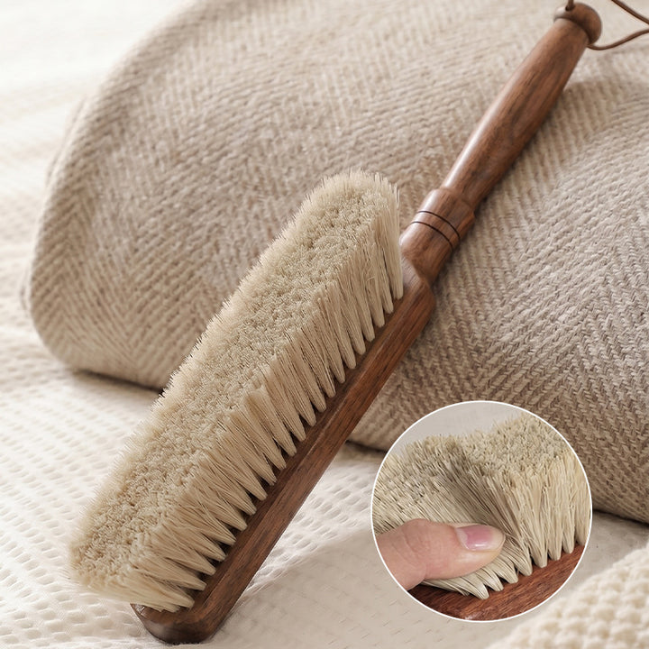 Bed brush with soft bristles and long handle