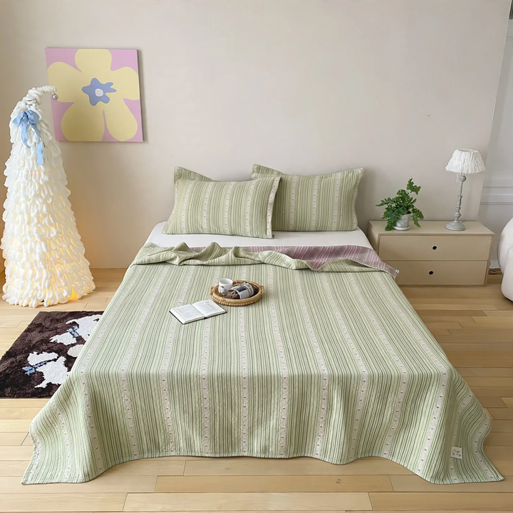 Cotton bedspread 3-piece, gauze fabric