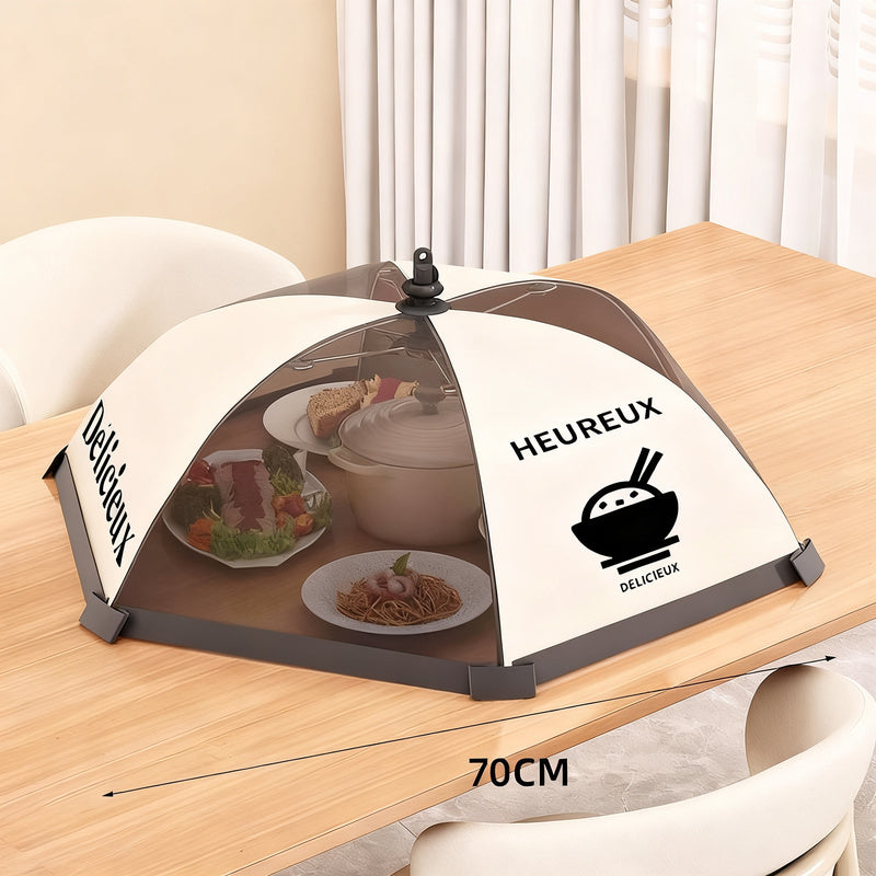Foldable food cover made of mesh fabric