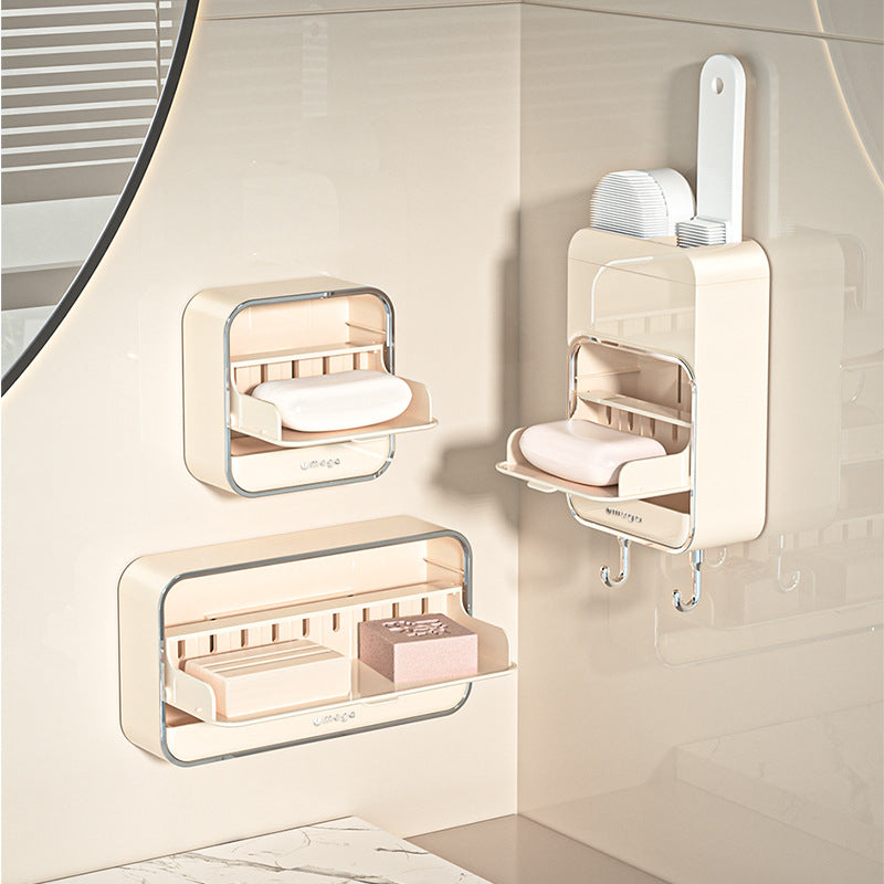 Soap box, wall mounted, with drain