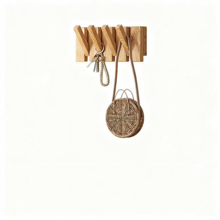 Wall coat rack made of rubber wood