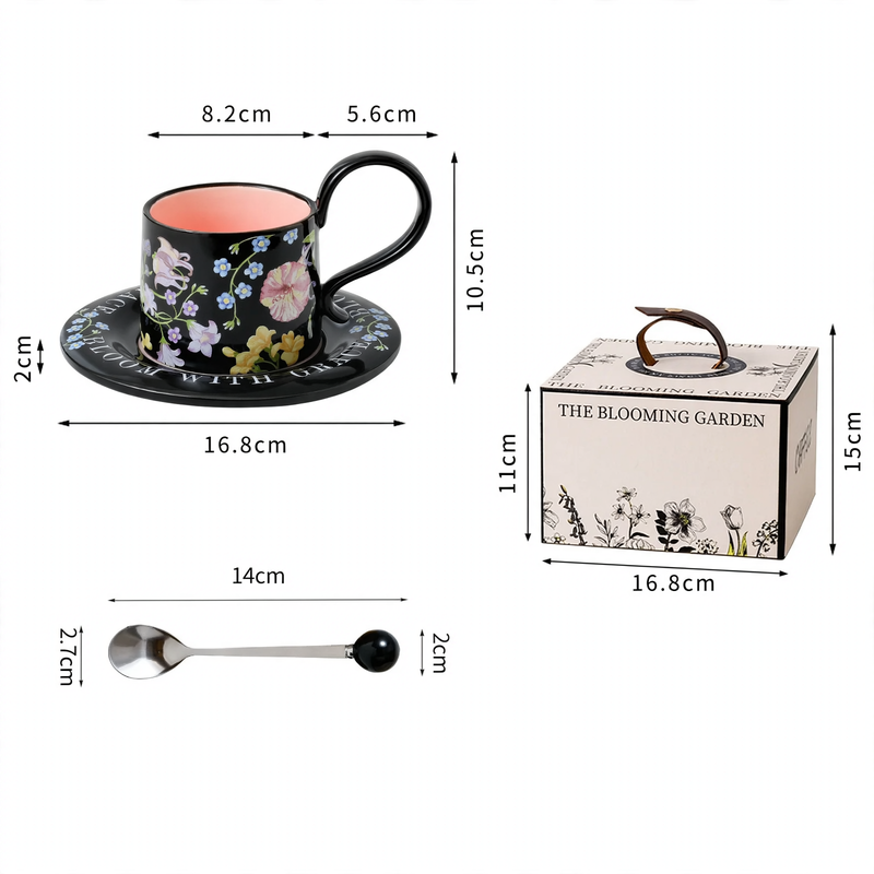 Ceramic coffee mug with floral pattern, 260 ml