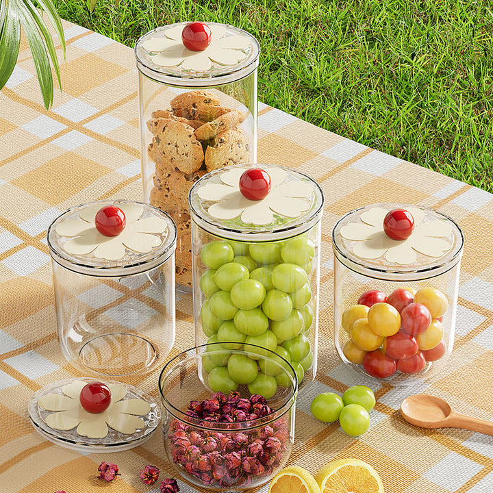 Plastic storage container, round, transparent