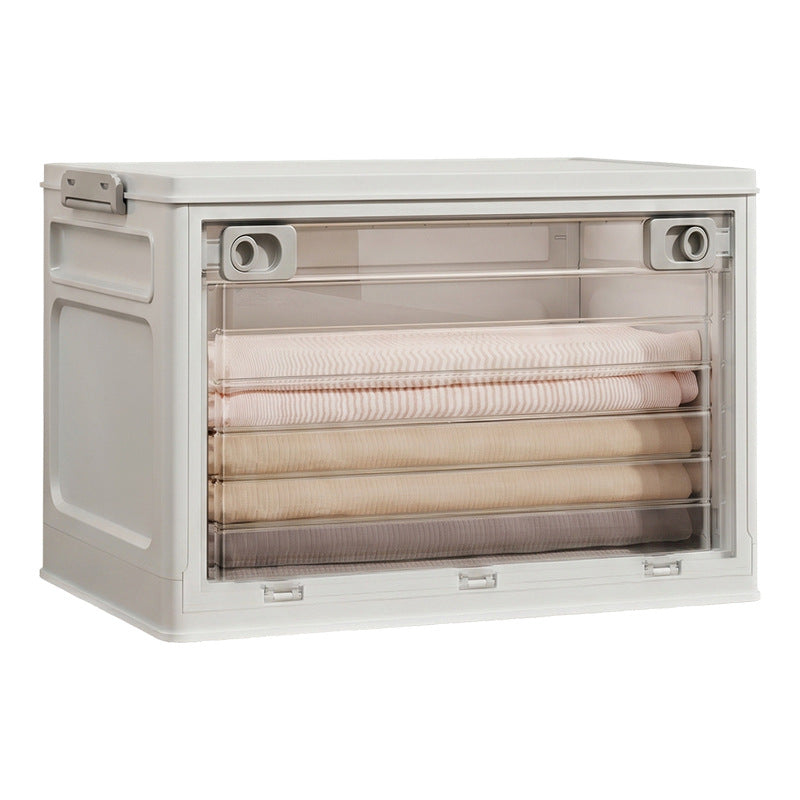 Transparent collapsible storage box with lid