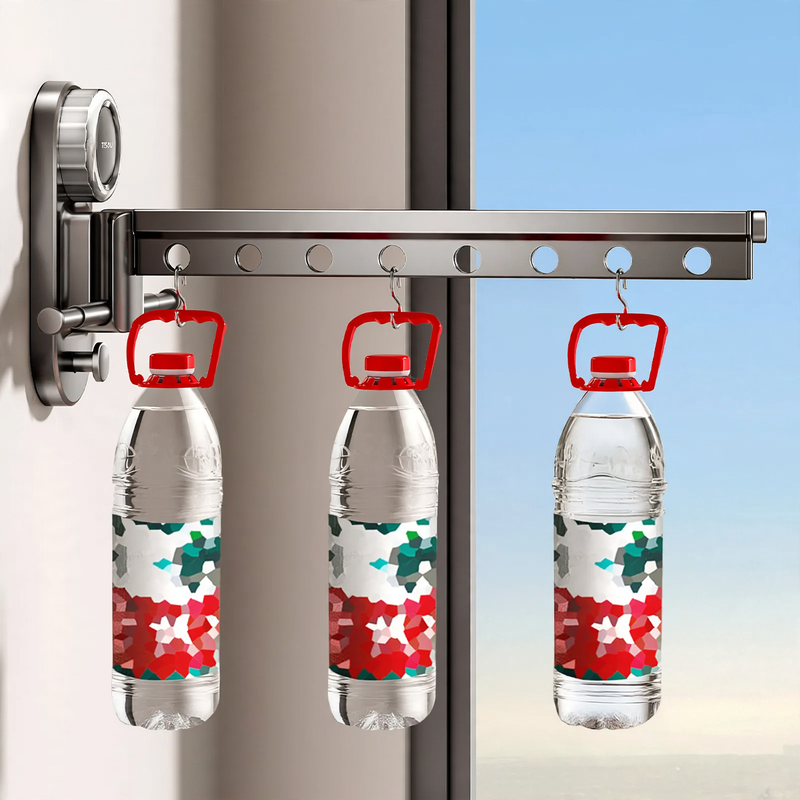 Hanging laundry rack with suction cup, space aluminum