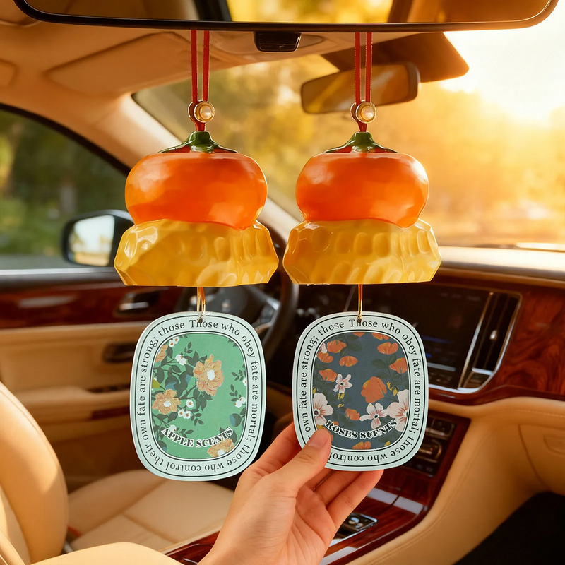Car air freshener holder Khaki design with scent pads
