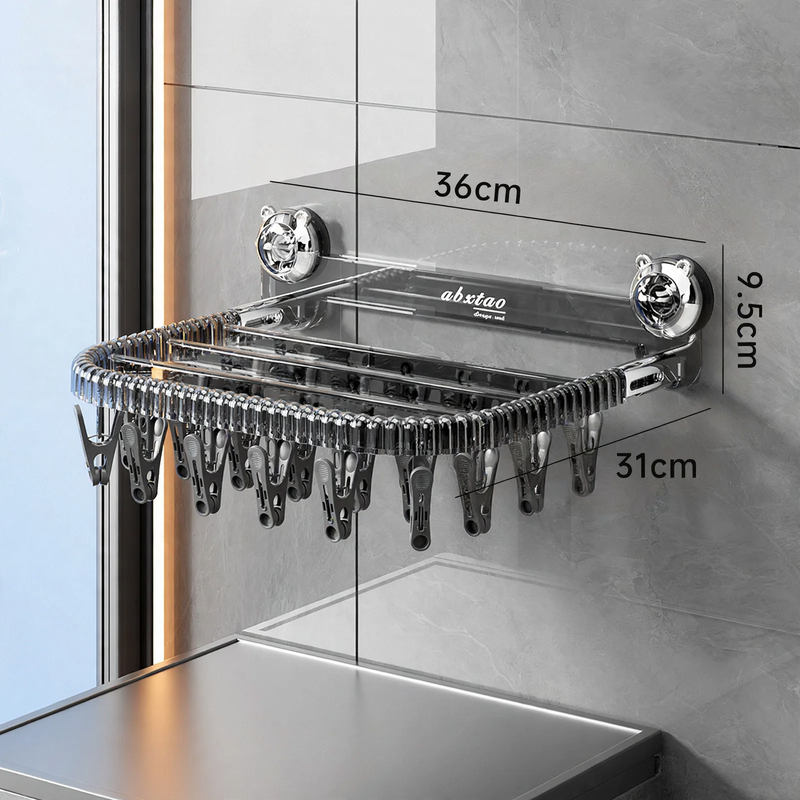 Wall-mounted drying rack, 27 clips