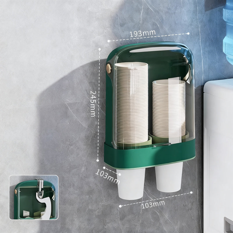 Wall holder for paper cups, self-adhesive