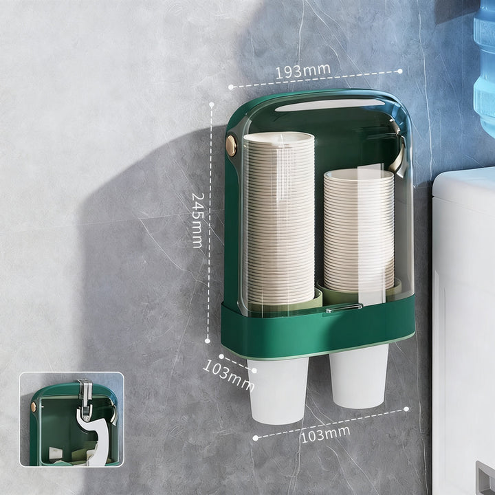 Wall holder for paper cups, self-adhesive