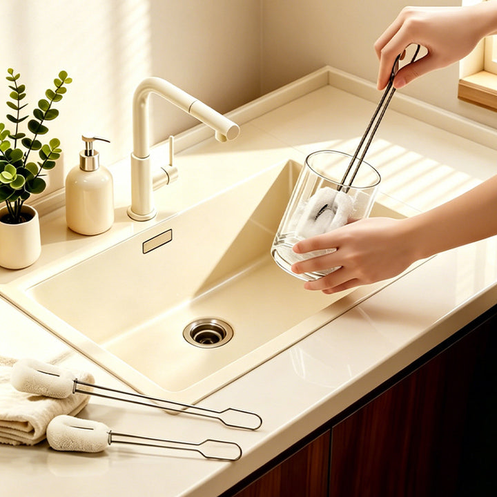 Long handle brush made of stainless steel with sponge