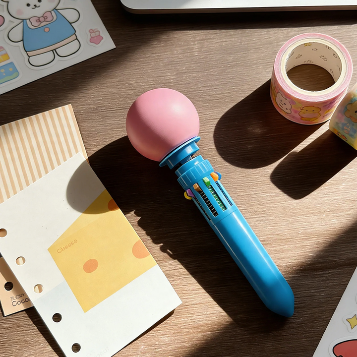 Multicolored ballpoint pen with macaron design