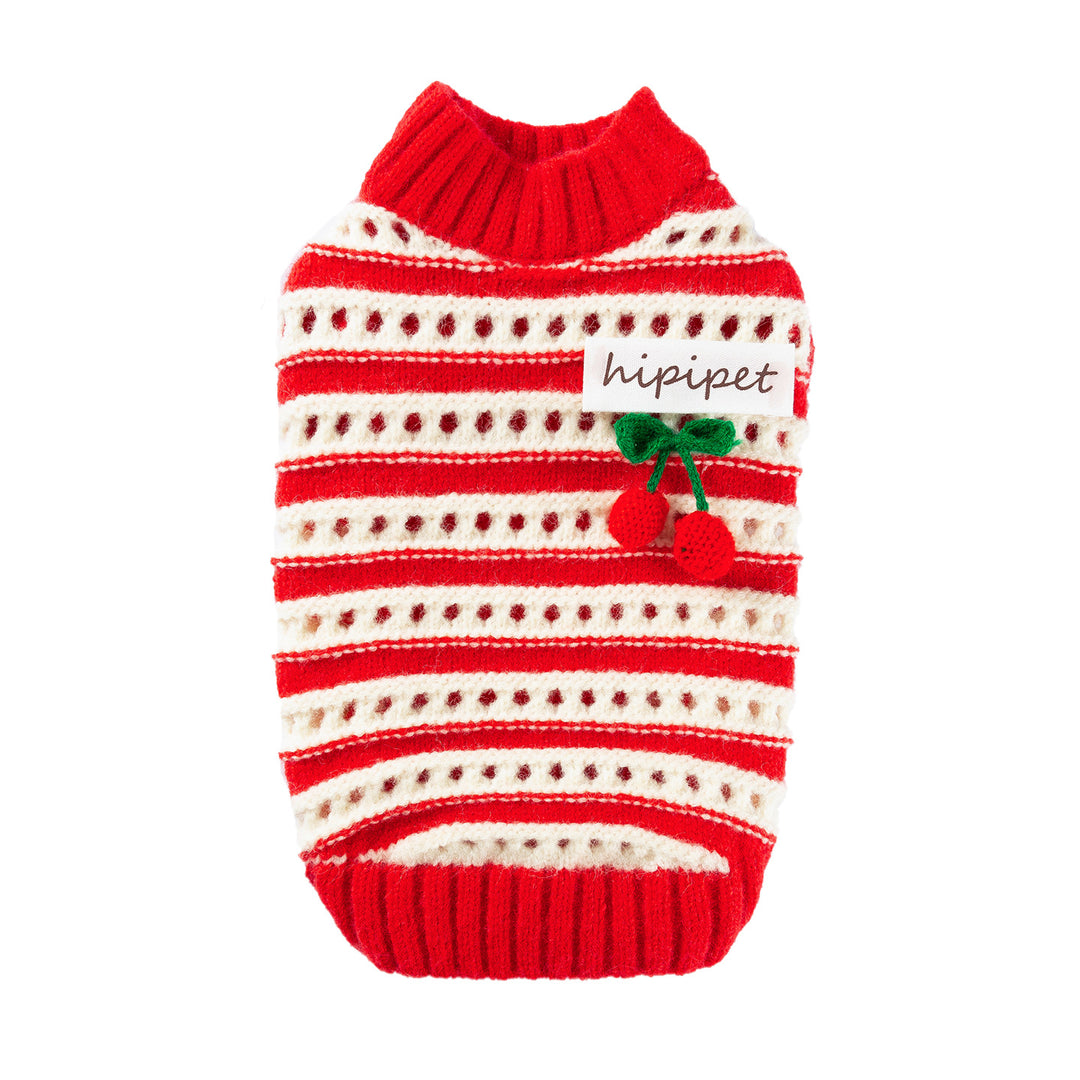 Sleeveless knit vest for cats with hole pattern