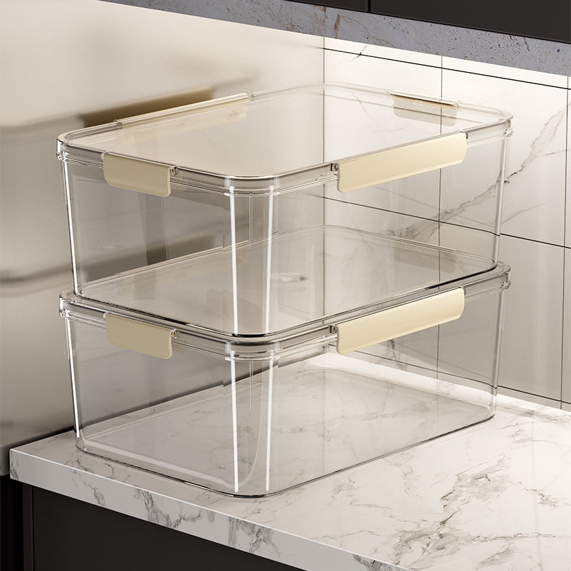 Transparent storage box with a tight lid