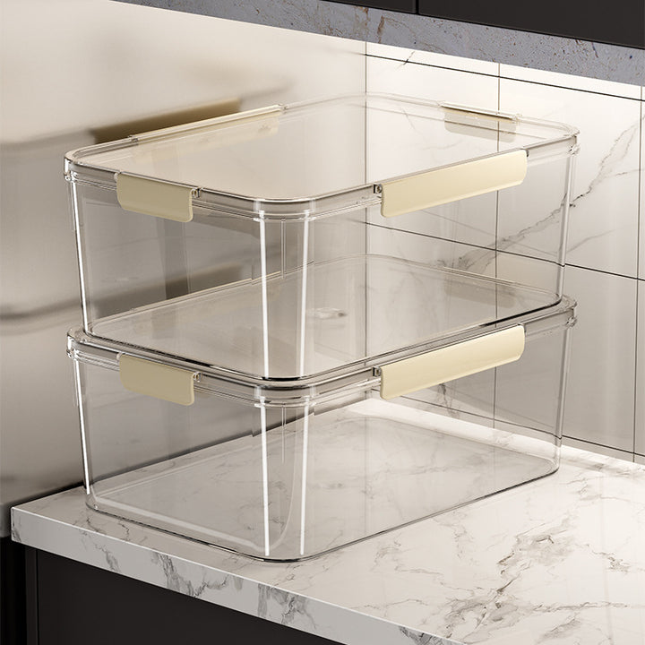 Transparent storage box with a tight lid