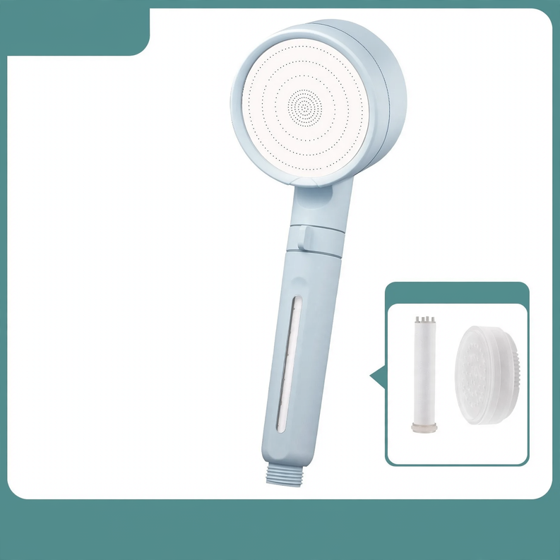 Shower head with filtration system and rain function
