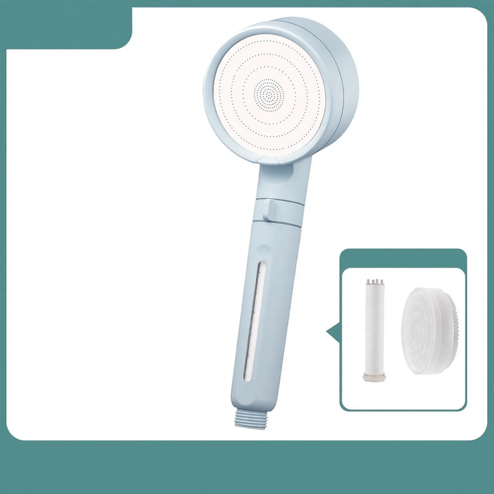 Shower head with filtration system and rain function