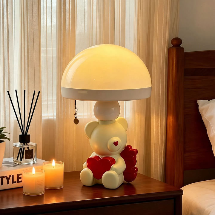 Nightstand lamp with motif, pull switch