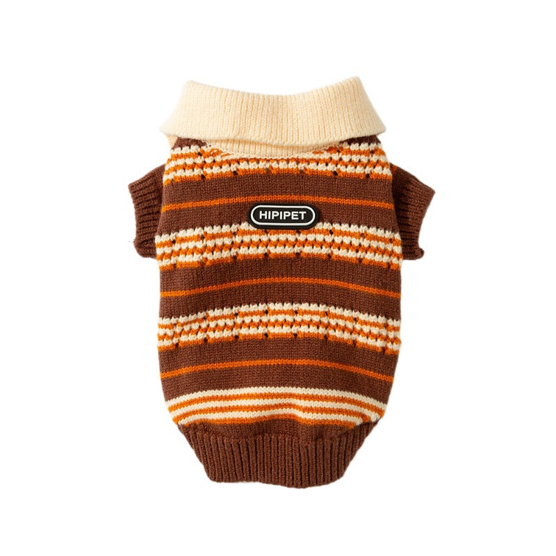 Striped cardigan for small dogs, autumn and winter