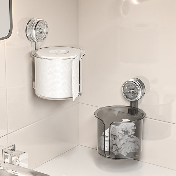 Suction cup toilet paper holder, wall mounted