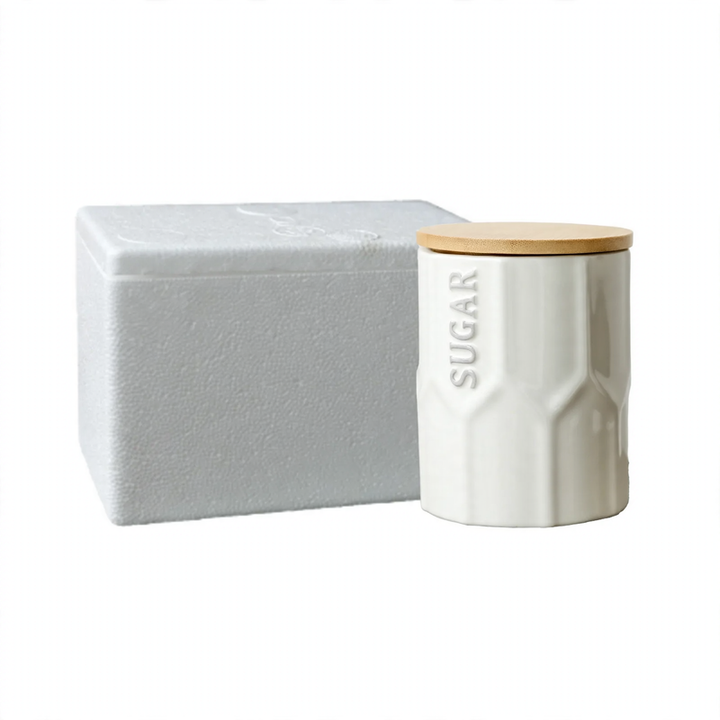 Ceramic storage jar with lid, modern design