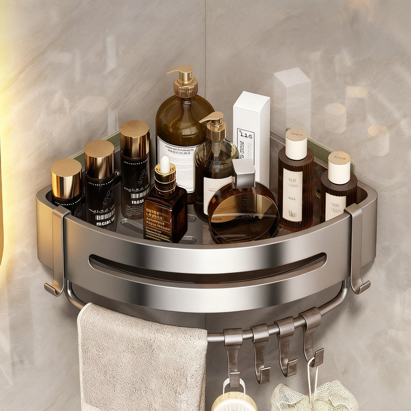 Triangle corner shelf for bathroom, no drilling