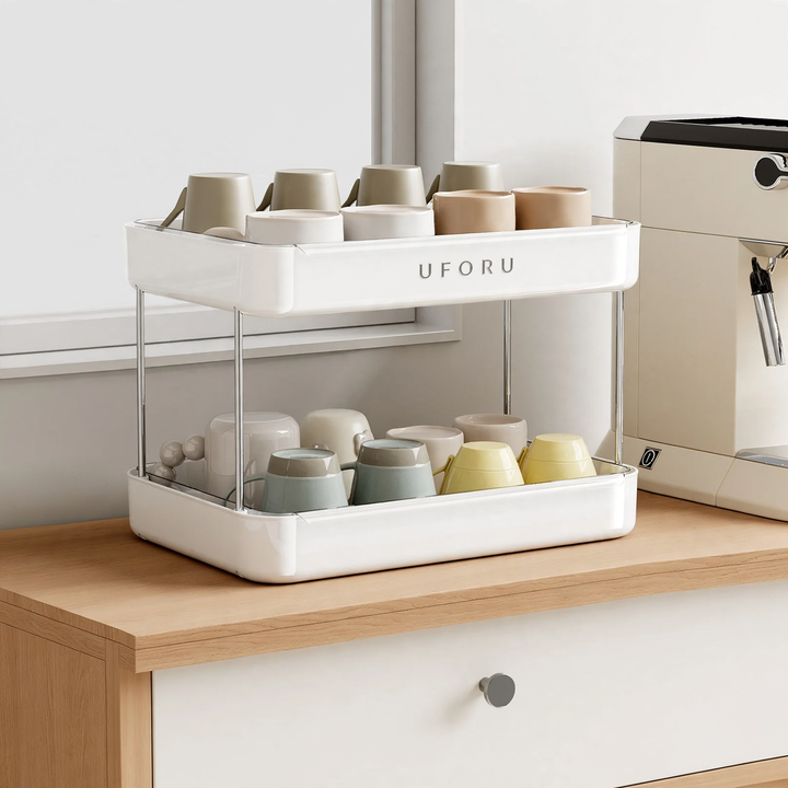 Table top for cups with drip tray, multilayer