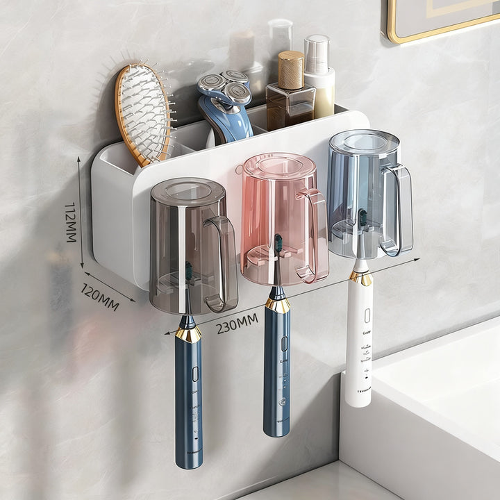 Toothbrush wall holder with toothpaste dispenser