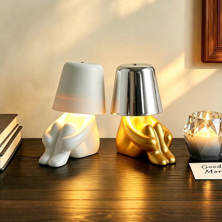 Thinker-figures-wine glass-table lamp