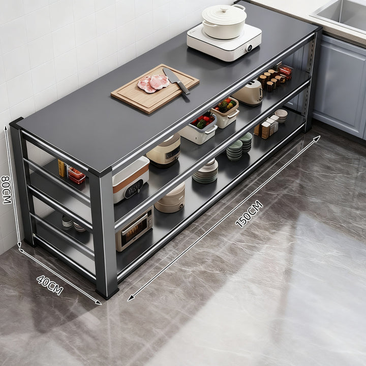 Kitchen Worktable made of Carbon Steel, 3 Levels
