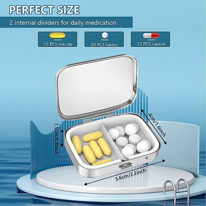 Pill organizer with compartments, portable