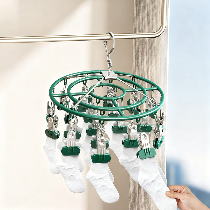 Clothes drying rack with clips