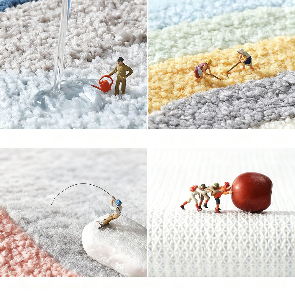 Bathroom mat with slip protection and water storage