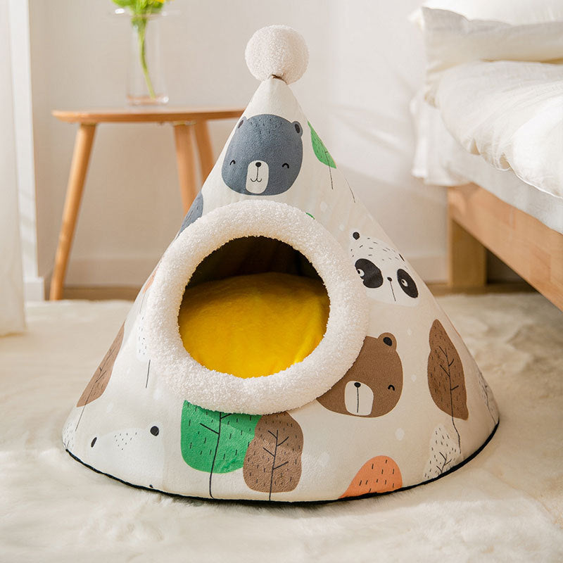 Enclosed house tent for cats and small dogs