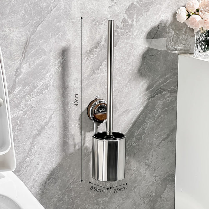 Stainless steel toilet brush with suction cup