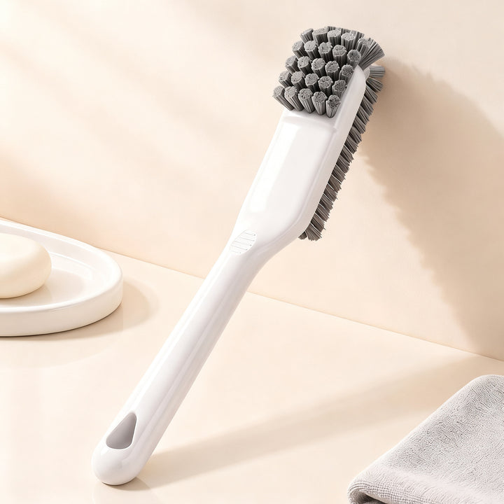 Shoe brush with long handle, double-sided